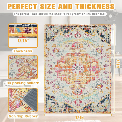 Wruzbxcn 36"X 48" Office Chair Mat for Hardwood Floor Office Rugs for Gaming Rolling Chairs Computer Desk Chair