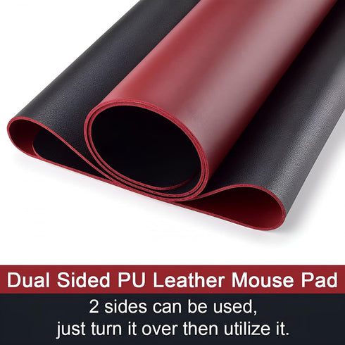 CCOCC 35x17in Dual-Sided Desk Pad Large Waterproof PU Leather Desk Mat Mouse Pad Keyboard Mat Black