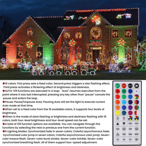66ft 200 8 HOME LIGHTING Christmas Decorative Mini Lights, LED RGB Changing Functional Green Wire Fairy Halloween