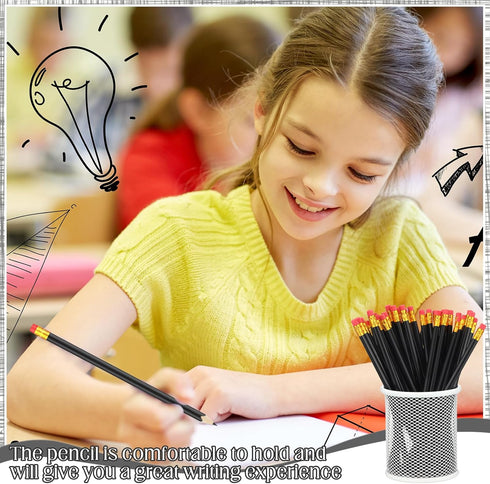 Tinlade 50 Pcs Triangular Grip HB Graphite Pencils Pack with Eraser for School Drawing