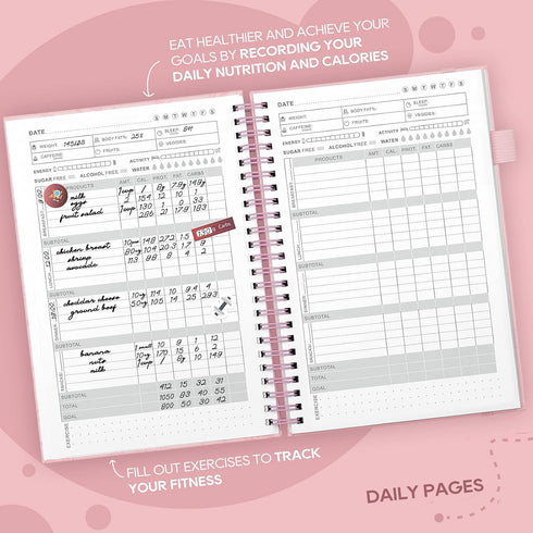 EPEWIZD A5 Counter Food Journal for Women Weight Loss Journal Wellness Meal Planner Size Food Dairy Calories Book