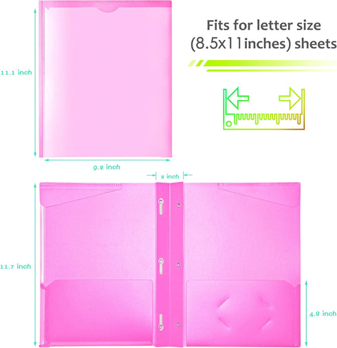 WOT I Heavy Duty Folders 18PCS with Clear Front Pockets, Extra Thick Plastic Folders with 3 Pockets for School/Work/Home
