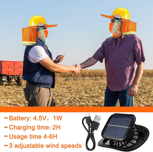 Croknit 1 Set Summer Sun Hard Hat Shade Full Brim Hard Hat Sun Visor with Solar Fan and Neck Sunshade Cover High