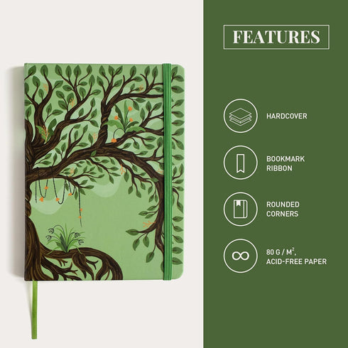 Rileys Tree of Life 8" x 6" Blank Journal, 240 Pages Ivory Paper for Men and Women