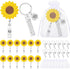 Zhanmai 12 Sets Sunflower Appreciation Gifts Sunflower Retractable Badge Holder Inspiration Keychains Thank
