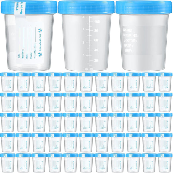 Geiserailie 100 Pack Disposable Urine Cups with Lids, 4 oz Specimen Containers with Tamper Evident Seal