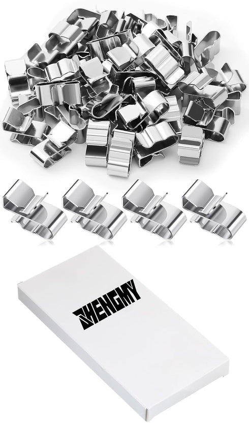 Zhengmy 50 22.5 mm/ 0.89 Inch Pcs Trailer Frame Wire Clips Stainless Steel Metal Cable Clips Solar Panel Double Wire