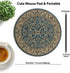 Wknoon Retro Blue and Beige Floral Print Art Round Mouse Pad, Vintage Oriental Persian Design Cute Circular Mat
