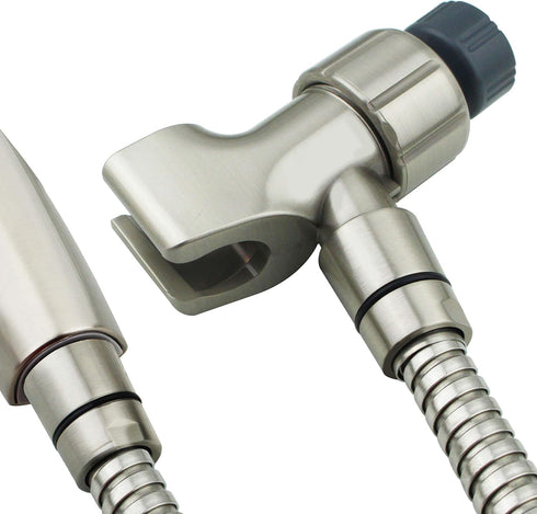 YOO.MEE Adjustable Shower Arm Bracket, 360° Swivel POM Ball Joint, Brushed Nickel Finish