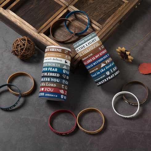 Bible Verse Bracelets - 20 Pcs Silicone Jesus Bracelets - Cute Christian Wristbands