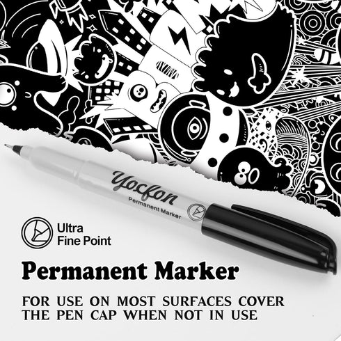 Ultra Fine Point Black Permanent Markers, 24 Pack, Works on Paper, Plastic, Stone, Glass, Metal