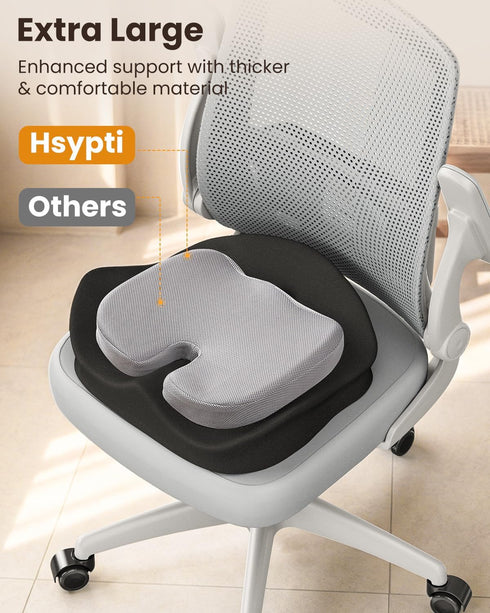 Hsypti Tailbone, Seat Cushion, X Large Office Chair Cushion for Sciatica Pain Relief, Memory Foam Ergonomic Cushions