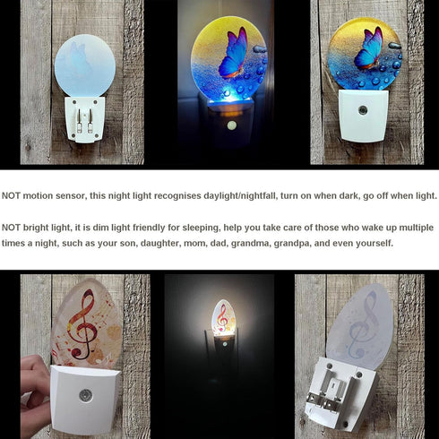 Uanvaha 0.5W Boho Gold Egg Night Light, Printed Bokeh Sparkle Design Plug into Wall with Dusk to Dawn Sensor, Soft Warm
