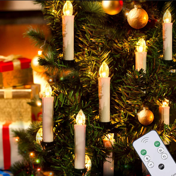 JOSU Flameless Candles Birthday Decor, 12PCS LED Flickering Lights Battery Operated with Remote Timer, Warm White for
