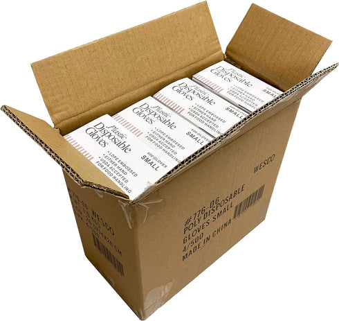 KingSeal Light Duty Poly Disposable Gloves, Powder-Free, Latex-Free, Size Small, 1 Box of 500