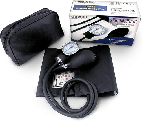 Santamedical Adult Deluxe Aneroid Sphygmomanometer - Professional Blood Pressure Monitor with Carrying Case, Adult