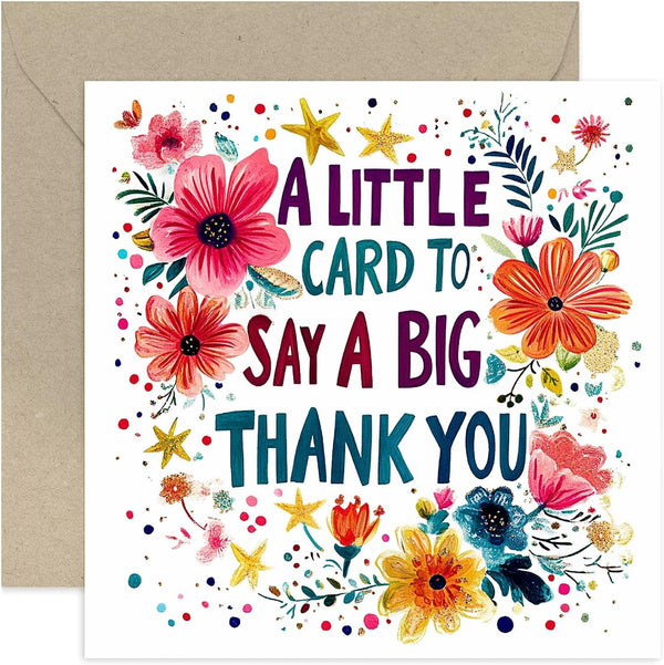 Colourful Thank You Card for Him and Her, Beautiful Floral and Stars