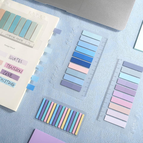 Sticky Tabs 1050PCS Morandi Book Tabs with Marker, Transparent Sticky Notes for Book Annotation Aesthetic Supplies