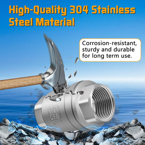 Boltigen 1/2 Inch NPT Thread Stainless Steel Spring Check Valve, Non-Return Horizontal Check Valve for Well, Pump, Tank
