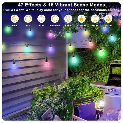 Generic 49ft, 15 Dimmable Bulbs IP66 Outdoor String Lights Outdoor Lights for Patio String Lights for Outside with LED