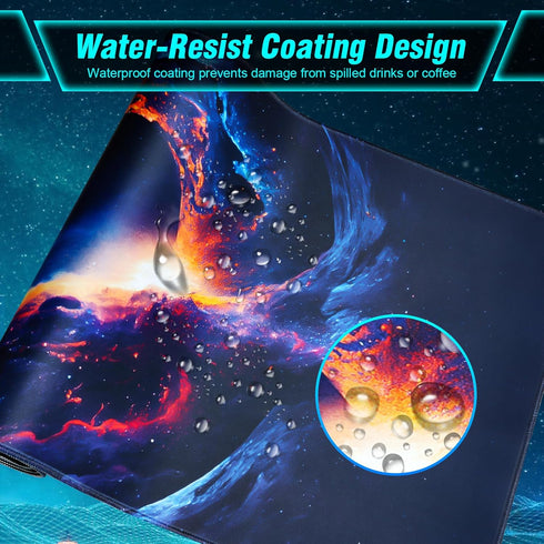 Large Gaming Mouse Pad, Technological Nebula Style Professional Gaming Mousepad, Non-Slip Waterproof Rubber Base 31.5 x
