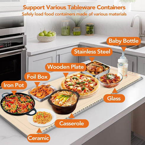 35"x16", 3S 8 12 Warming Mat for Food, XXL Electric Warming Tray for Parties Buffet, Graphene Rapid Full-Surface