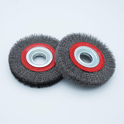 6inch 8inch 2pcs Bench Wire Wheel Brush Set with Crimped Steel Wire and 5 Spacer Arbors for Grinder