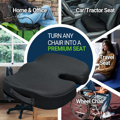 Tailbone Season Guard Pain Relief Office Chair Seat Cushion, Memory Foam Gel Seat Cushion for Sciatica Pain Relief
