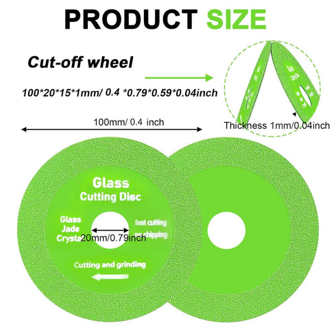 Glass Cutting Disc - Pack of 5 Ultra-Thin Diamond Cutting Discs for 4 Inch Angle Grinder