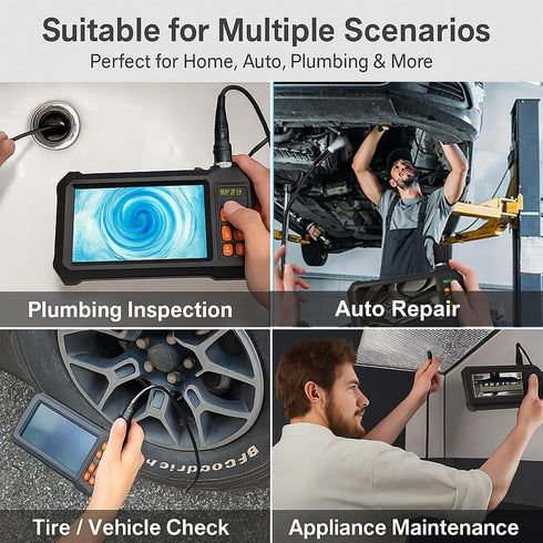 COOVIE 1920P 4.3" IP67 8 16.5ft Endoscope Camera with Light, HD Borescope Inspection Camera with IPS Screen, Waterproof