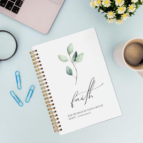 Bible Scripture 2 Corinthians 5:7 for Me Walk by Faith not by Sight Spiral Notebook Journal 5.5 x 8.3 inches,Christian Lined Hardcover Spiral Notebook,Christian Gifts for Women Men Faith Teens by VNWEK