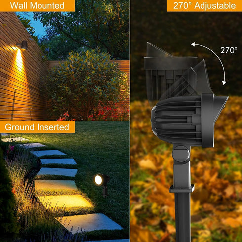 MEIKEE 7W LED Landscape Lights Low Voltage Outdoor Spotlight with Connectors, Warm White, IP66 Waterproof