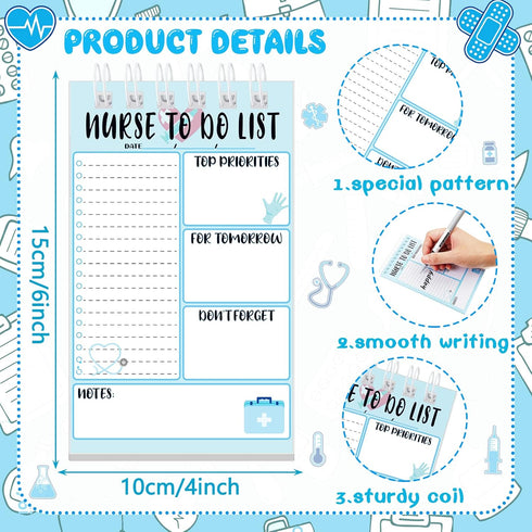 Gueevin Nurse Gift To Do List Notepad Nurse Notepad Spiral Nursing Daily Notepad Notebook Undated Nurse Notepad 4 x 6 Inch Planning Pads for Nurse Gifts Office Supplies(4 Pcs) by Gueevin
