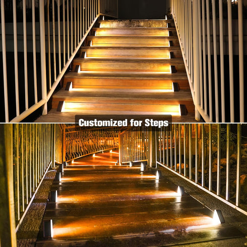 Patio(Brown,6 Pack) VOLISUN Solar Step Lights Outdoor Waterproof, LED Outdoor Stair Lights, Solar Step Light