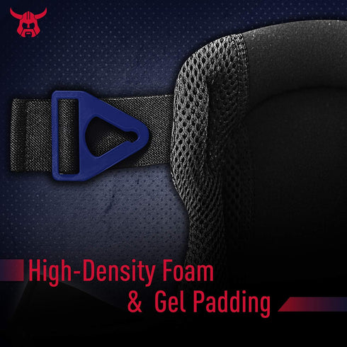 Norske Tools NMAP009 Flooring Installation Knee Pads with High Density Foam, Gel Padding & Adjustable Straps, Black/Blue