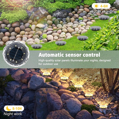 6 Pack echosari Solar Ground Lights, Upgraded Solar Garden Lights Auto ON/Off Landscape Lighting Outdoor In-Ground