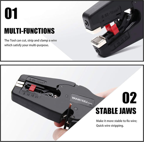 Yangoutool Automatic Wire Stripper and Cutter, 2-in-1 Tool with Auto Distance Positioning, Ideal for Electricians