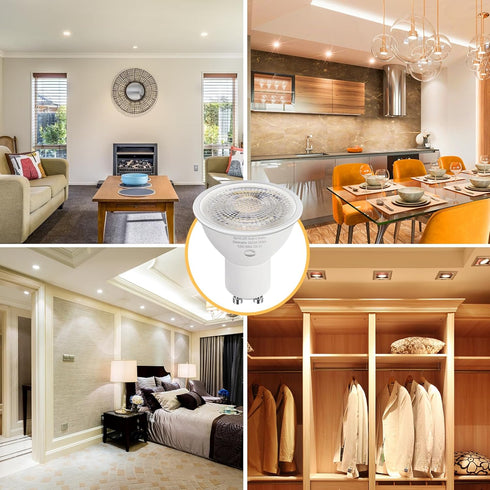SETEN 6 Pack GU10 Bulbs, 6W (50W Dimmable 5000K 580LM, LED Halogen Equivalent) Daylight, for Track Lighting, Recessed