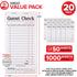 (20 Pack) 1000 Stock Your Home Black+White Guest Check Books for Servers Server Note Pads, Waiter Checkbook, Food