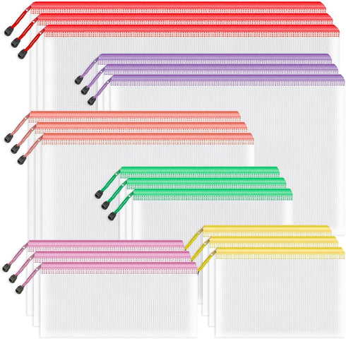 Umriox Zipper Mesh Document Pouch, 6 Assorted Sizes, Clear Waterproof Zipper Pouches for Craft Projects