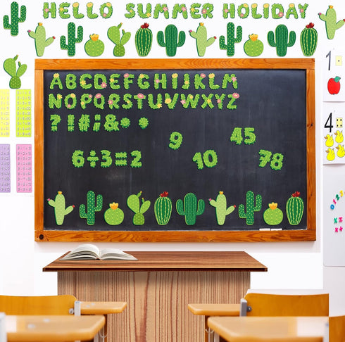 Whaline 110Pcs Cactus Classroom Decor - Cactus Letter Alphabet Number Cut-Outs for DIY Projects