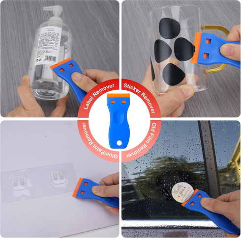 2 Razor Blade Scraper with Pcs Plastic Scraper, Scraper Tool for Cooktop, Oven, Stove, Labels Decal, Plastic Blades