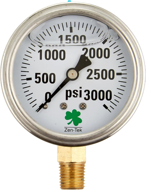 Zenport LPG3000 Zen-Tek Glycerin Pressure Gauge, 3000 PSI