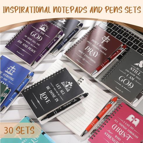 Glenmal 30 Sets Christian Gift Bulk, Spiral Bible Notebooks for Note Taking, Inspirational Journals for Women and Men