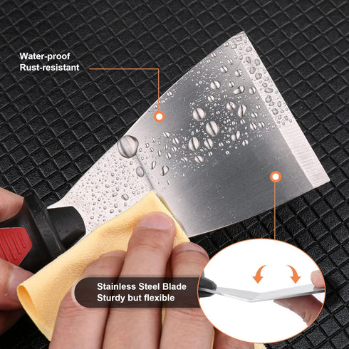 HAUTMEC 2pc Putty Knife Set, 2.5 in Staight and 3 in Offset Scrapers, Heavy Duty Stainless Steel Blade and Hammer End for Removing Wallpaper, Applying Putty, Plaster, Cement HT0061-PT by HAUTMEC