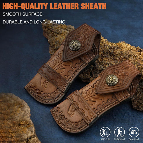Omesio 5" Horizontal Pocket Knife Sheath for Belt, EDC Organizer Leather Sheaths