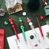 Whaline 15Pcs Christmas Beadable Pen, Red Green Silver Ballpoint Gel Ink Pen with 50 Colorful Beads, 100 Rhinestone