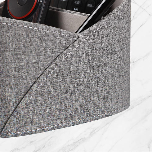 YAPISHI Remote Control Holder with 3 Compartments, Modern PU Leather Desk Accessories Organizer for Office/Home
