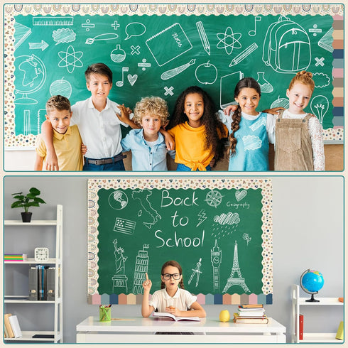 Boho Bulletin Board Borders Trim, Rainbow Polka Dots Paper Borders for Classroom Decorations, 59 FT Length
