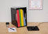 IRIS USA Large Portable Desktop File Box, 4 Pack with Open Lid, Side Handles for Letter Size, Black